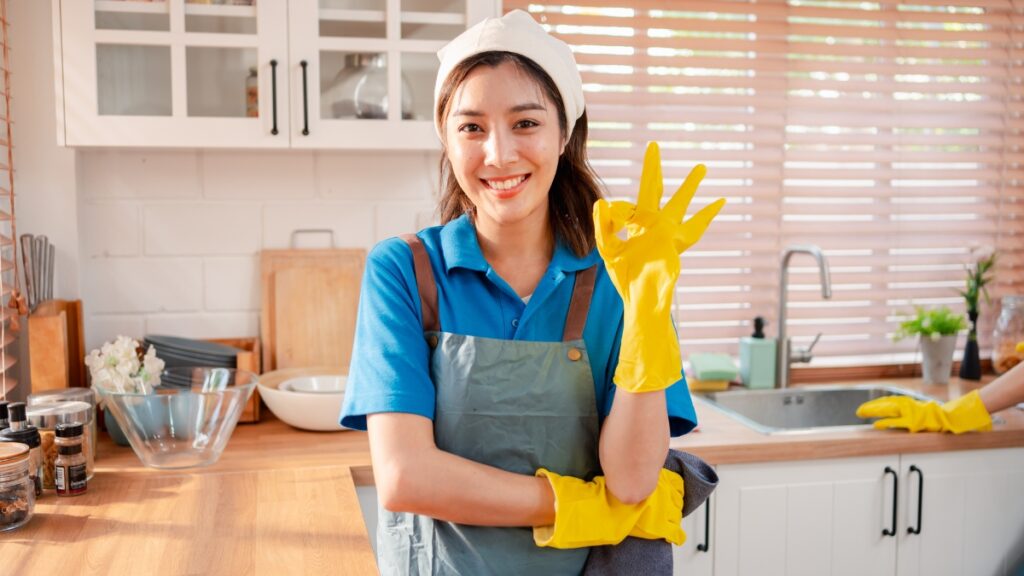 Maid service professional helping maintain a fresh and hygienic kitchen environment